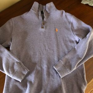 Men’s polo cotton sweater w/zipper light purple